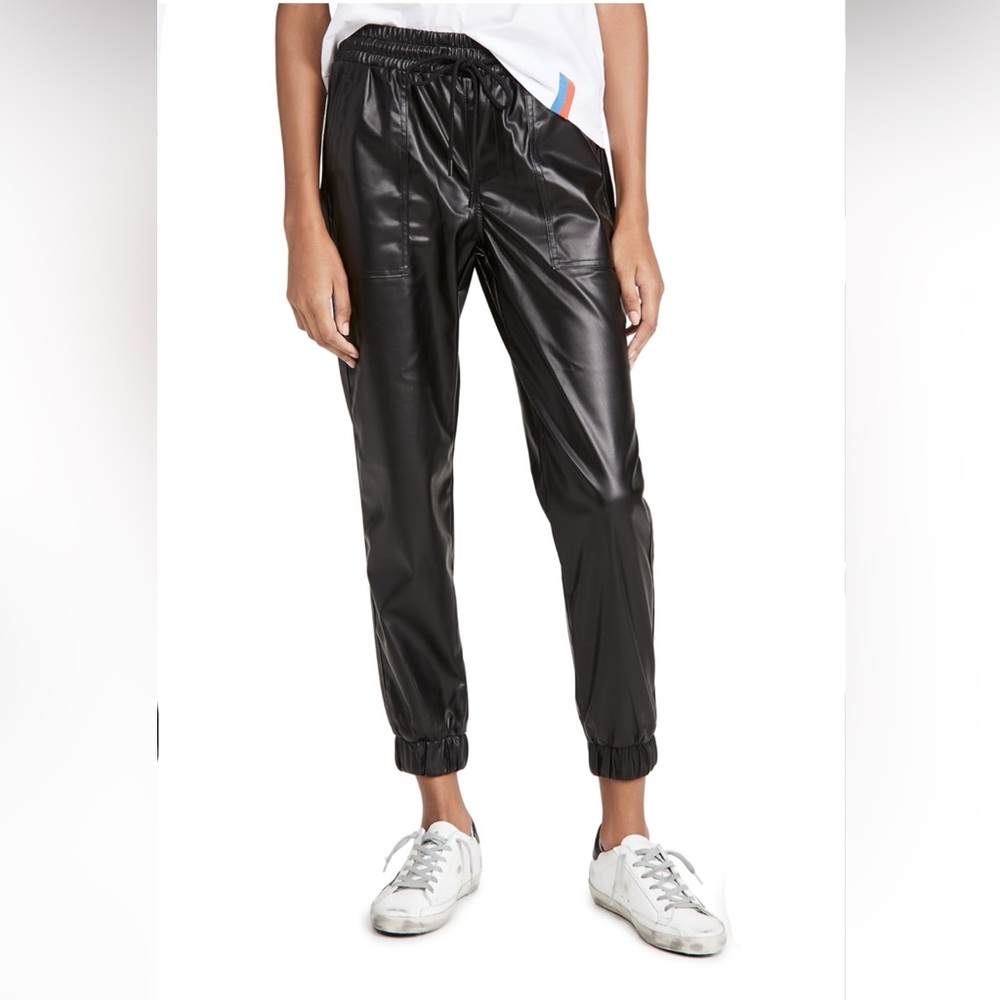 NWT BLANK NYC Black Widow Faux Leather Drawstring Joggers Size 26